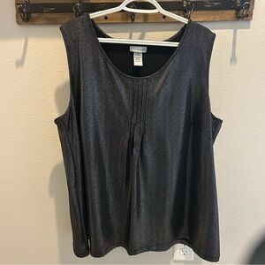 Catherines Sparkly Black Sleeveless Blouse 2X 22/24W Great for the Holidays!